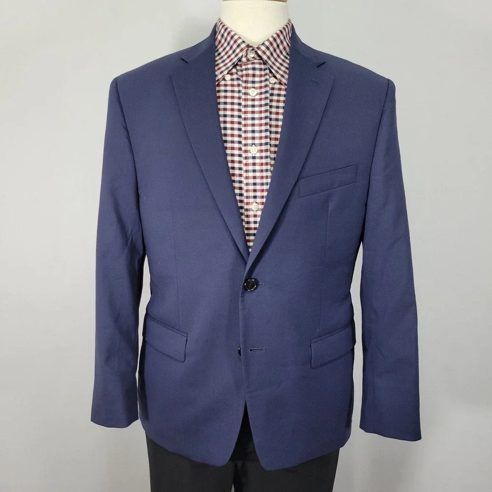 Lauren Ralph Lauren Men's Sport Coat Blazer Navy Blue Stretch Wool Size‎ 40S